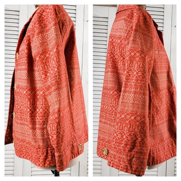 Liz Claiborne Wm Sz Small Autumn Shacket Jacket Southwest Coral~Button Details - Picture 3 of 5